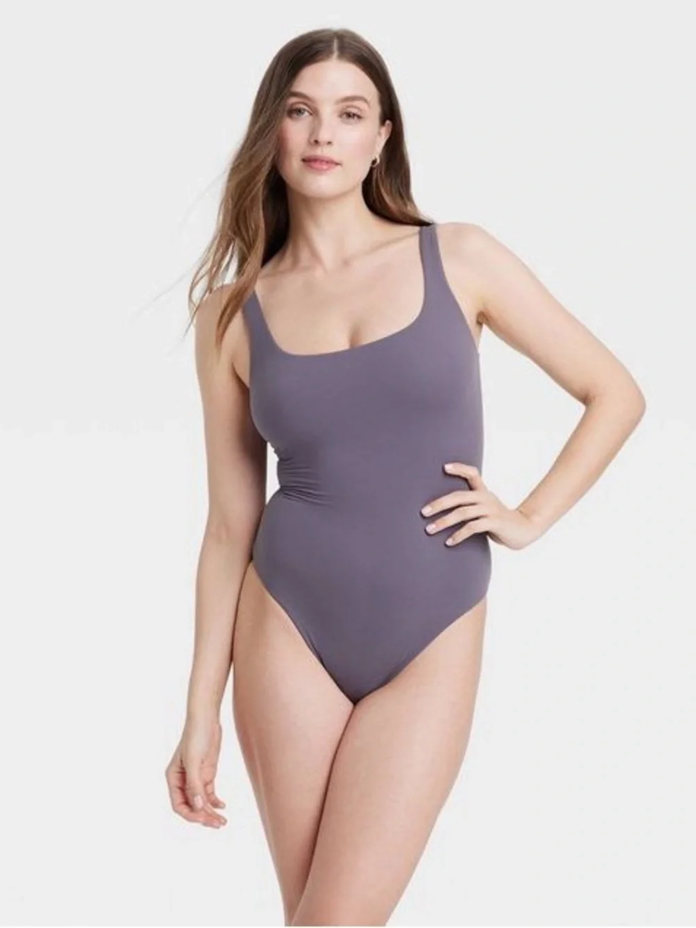 Auden Bodysuit Womens Mauve Gray Tank Luxury Collection Shapewear Stretch M